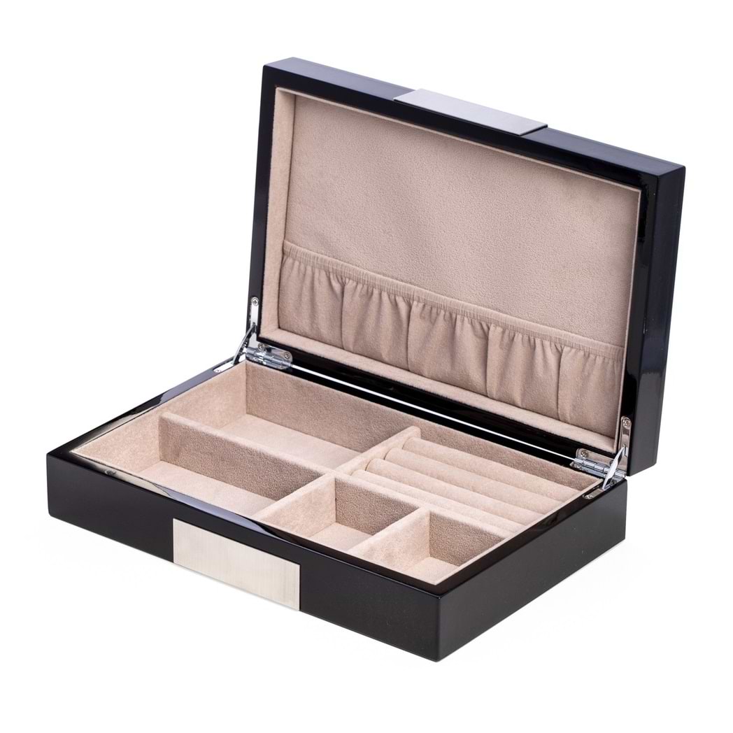 Wood Valet Box w/ Stainless Steel Accents and Compartments