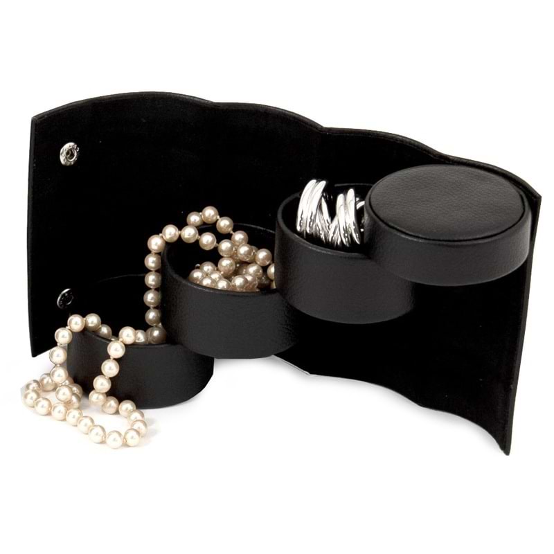 Leatherette 3 Level Jewelry Roll with Snap Closure