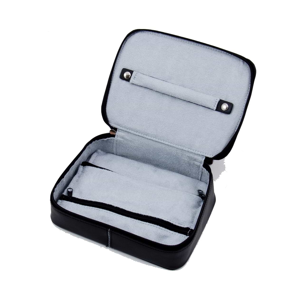 Leather Multi Compartment Jewelry Box with Zippered Closure