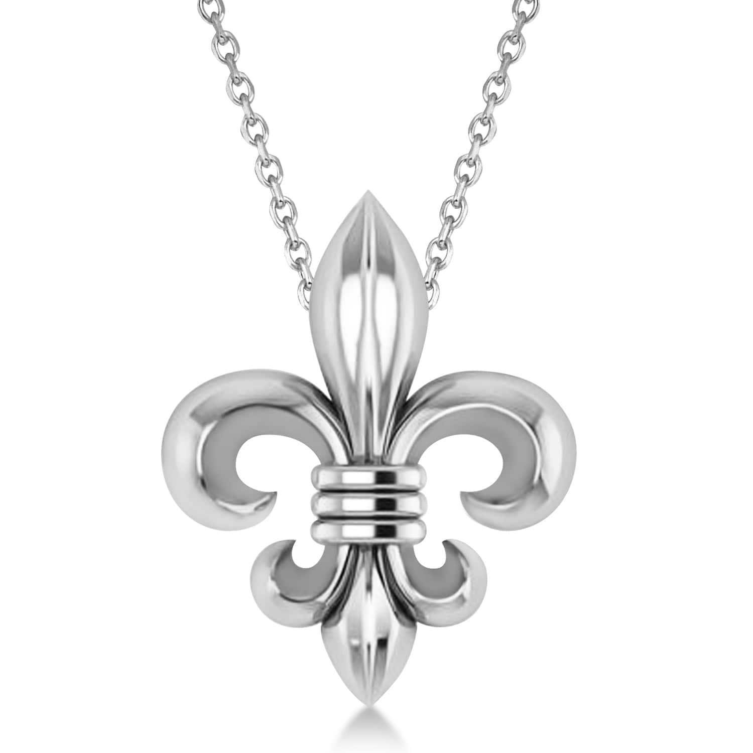 Fleur De Lis Pendant Necklace 14k White Gold
