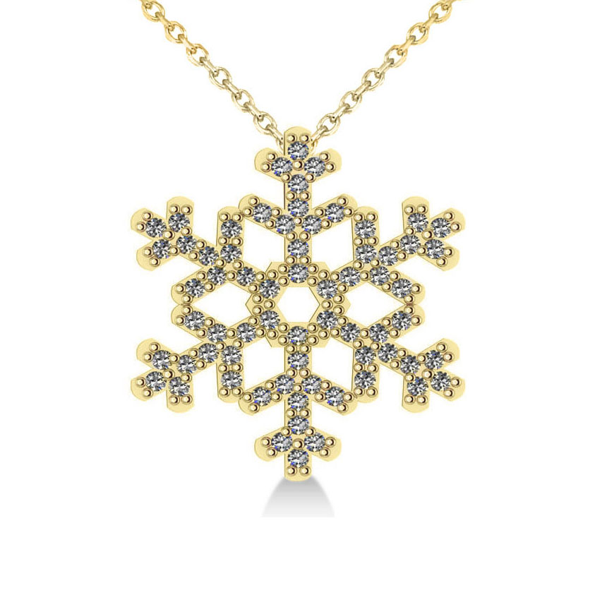 Diamond  Snowflake Pendant Necklace 14k Yellow Gold (0.66ct)
