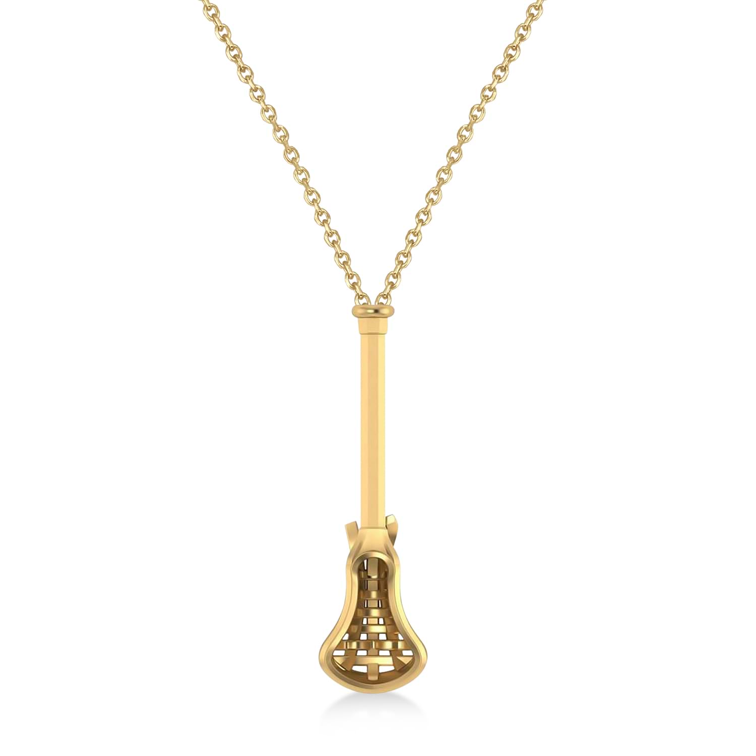 Lacrosse Stick Charm Men's Pendant Necklace 14K Yellow Gold