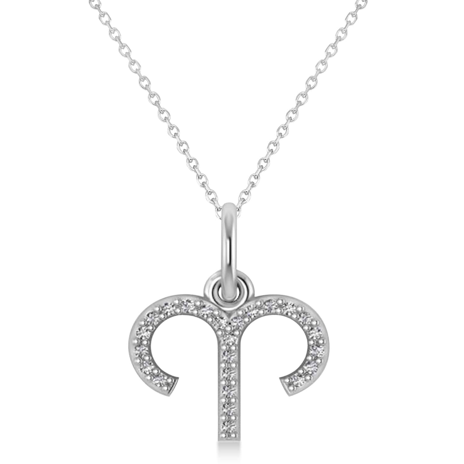 Aries Zodiac Diamond Pendant Necklace 14k White Gold (0.12ct)