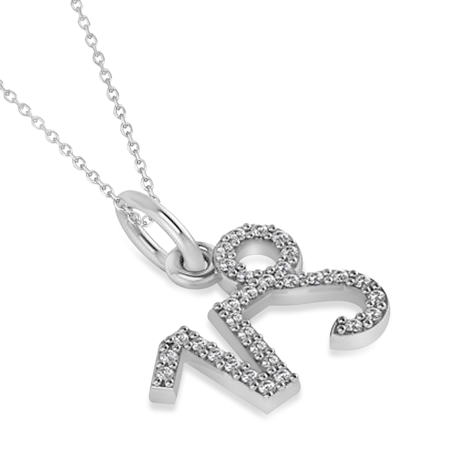 Capricorn Zodiac Diamond Pendant Necklace 14k White Gold (0.155ct)