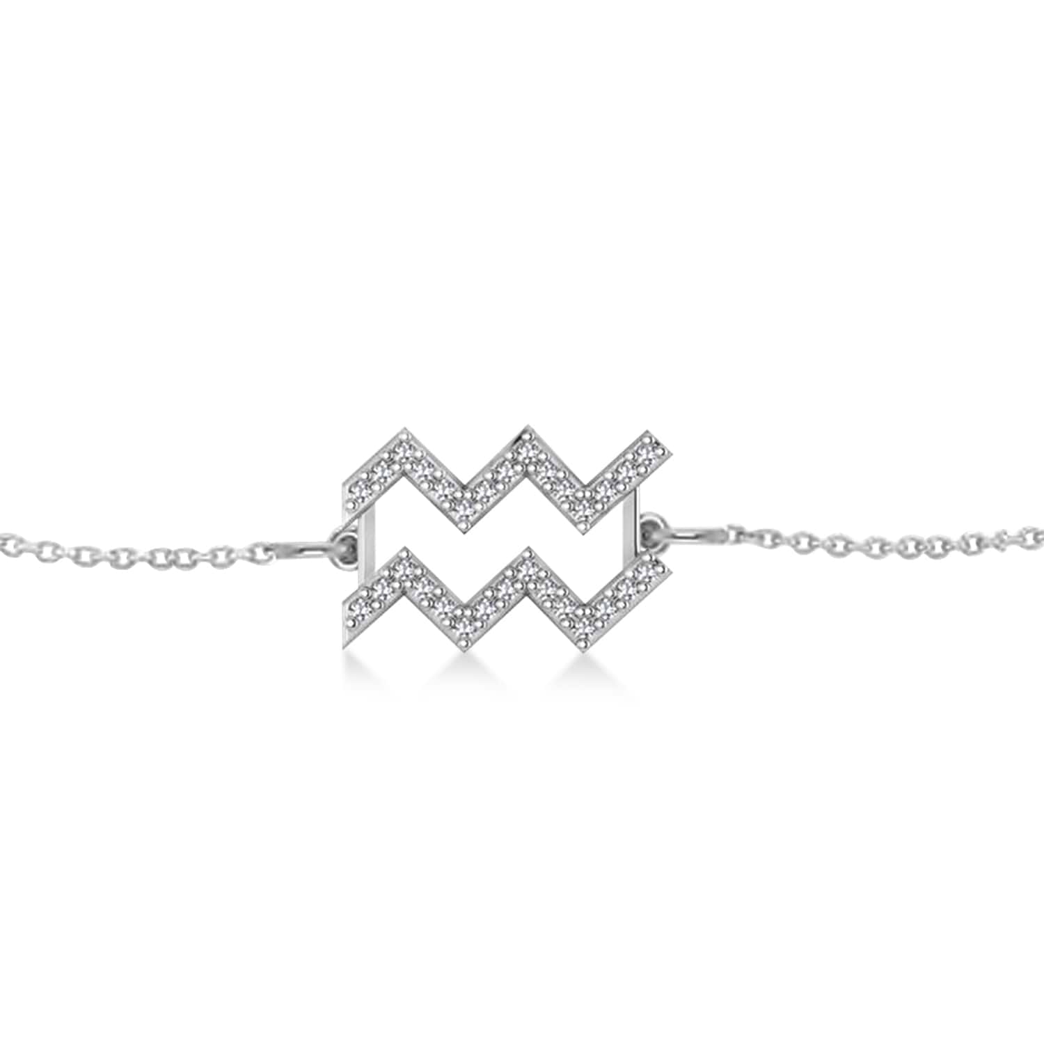 Aquarius Zodiac Diamond Bracelet 14k White Gold (0.15ct)