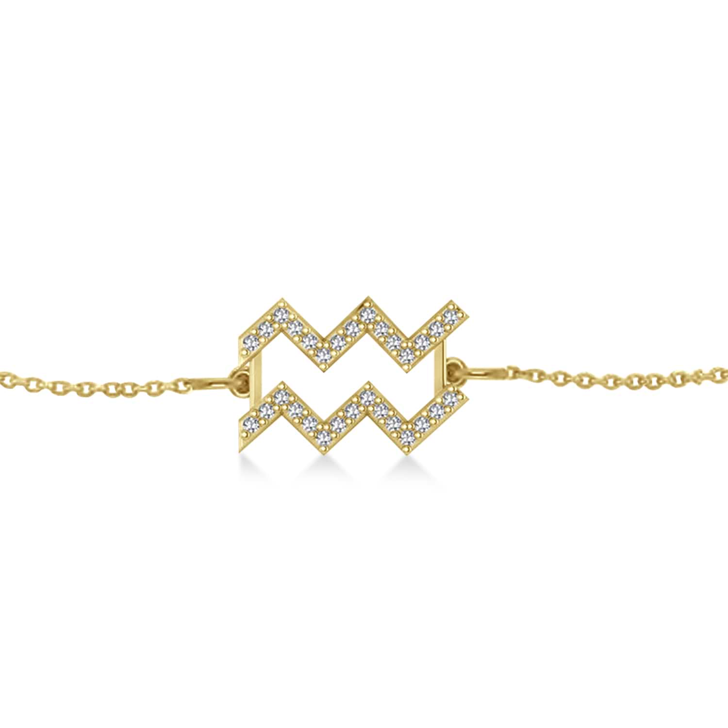 Aquarius Zodiac Diamond Bracelet 14k Yellow Gold (0.15ct)
