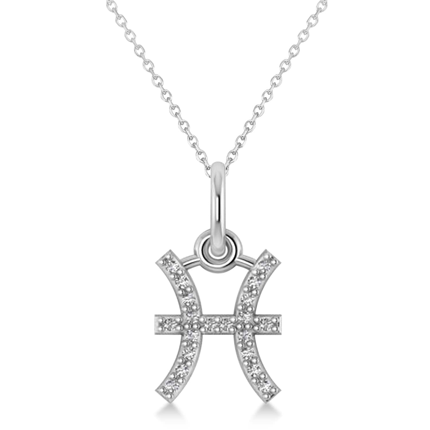 Pisces Zodiac Diamond Pendant Necklace 14k White Gold (0.10ct)