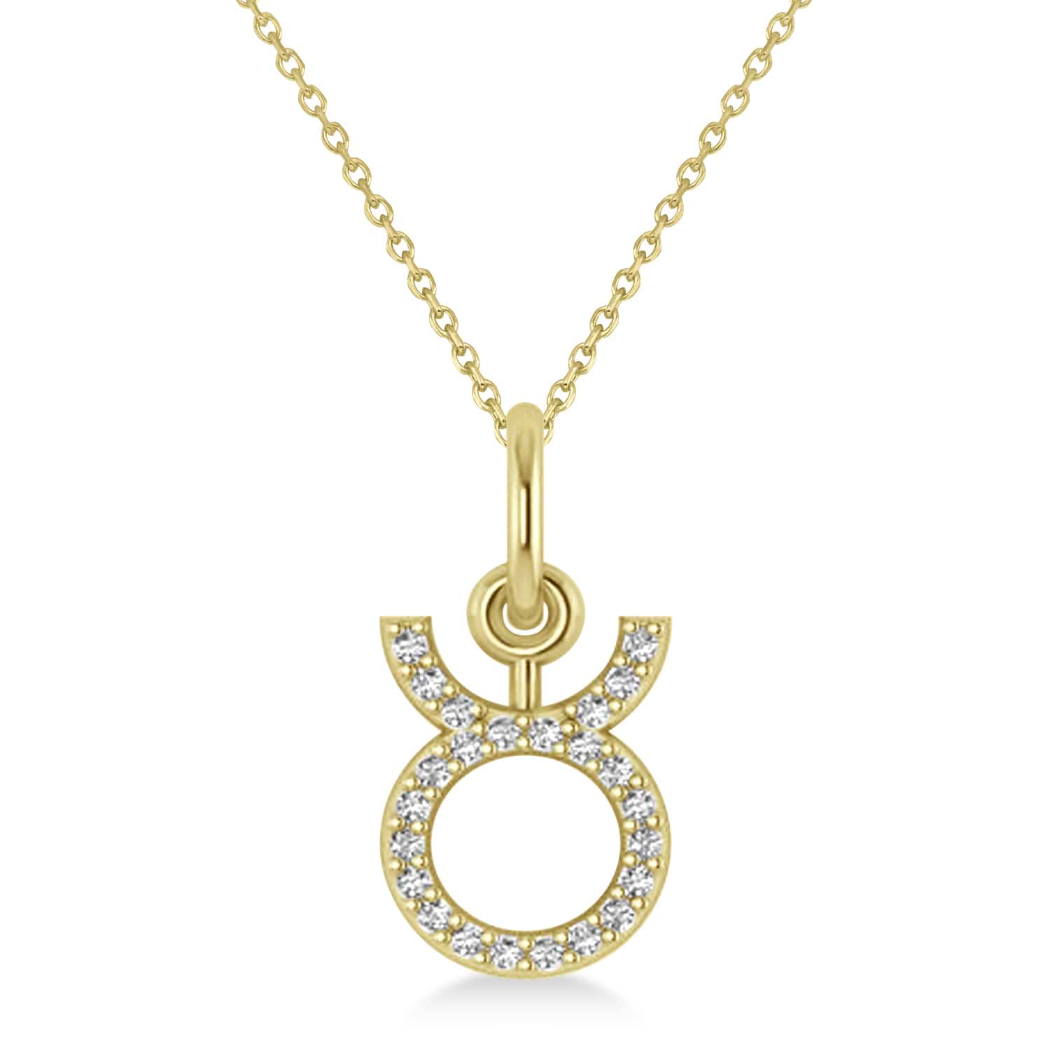 Taurus Zodiac Diamond Pendant Necklace 14k Yellow Gold (0.12ct)