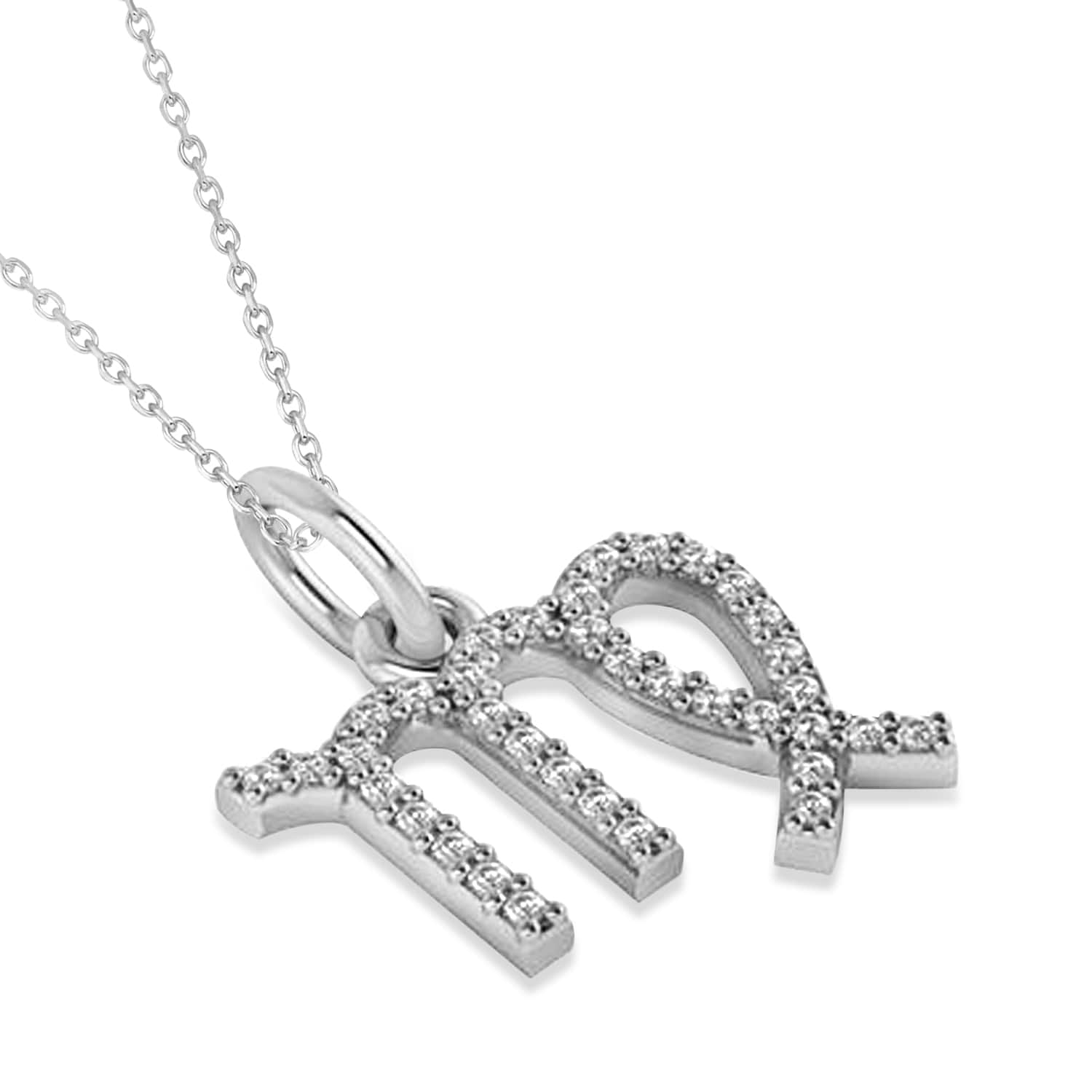 Virgo Zodiac Diamond Pendant Necklace 14k White Gold (0.18ct) - AZ2482