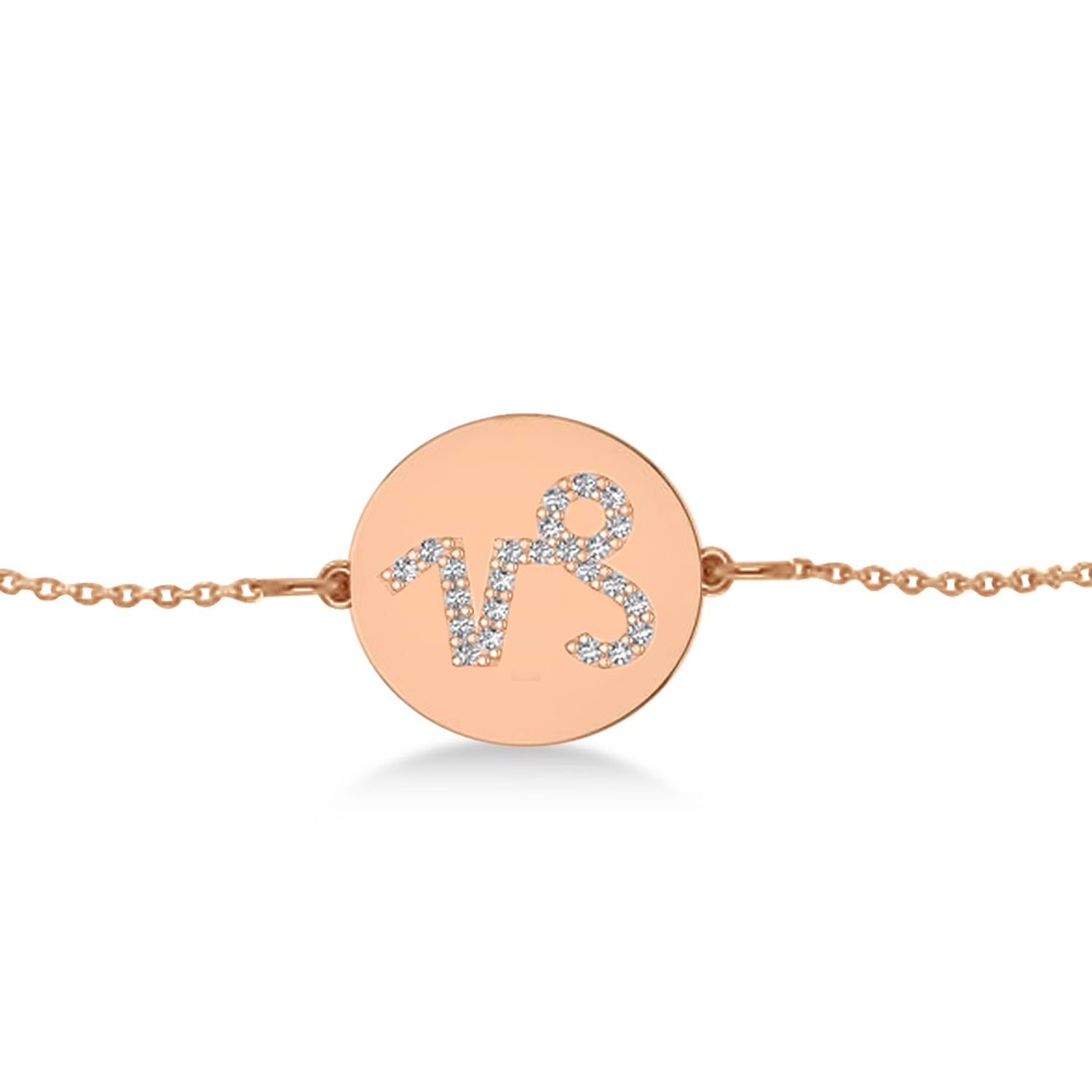 Diamond Capricorn Zodiac Disk Bracelet 14k Rose Gold (0.12ct)