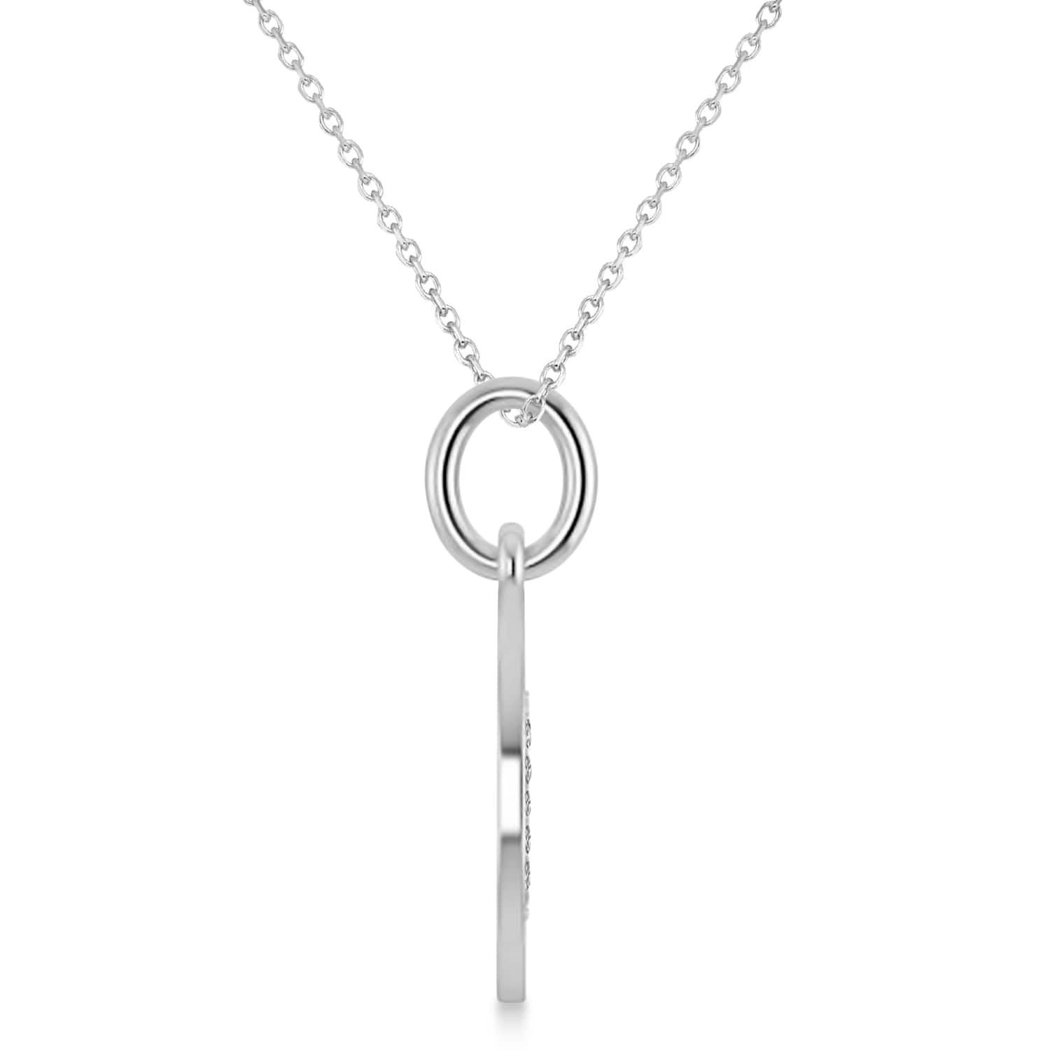 Diamond Cancer Zodiac Disk Pendant Necklace 14k White Gold (0.13ct)