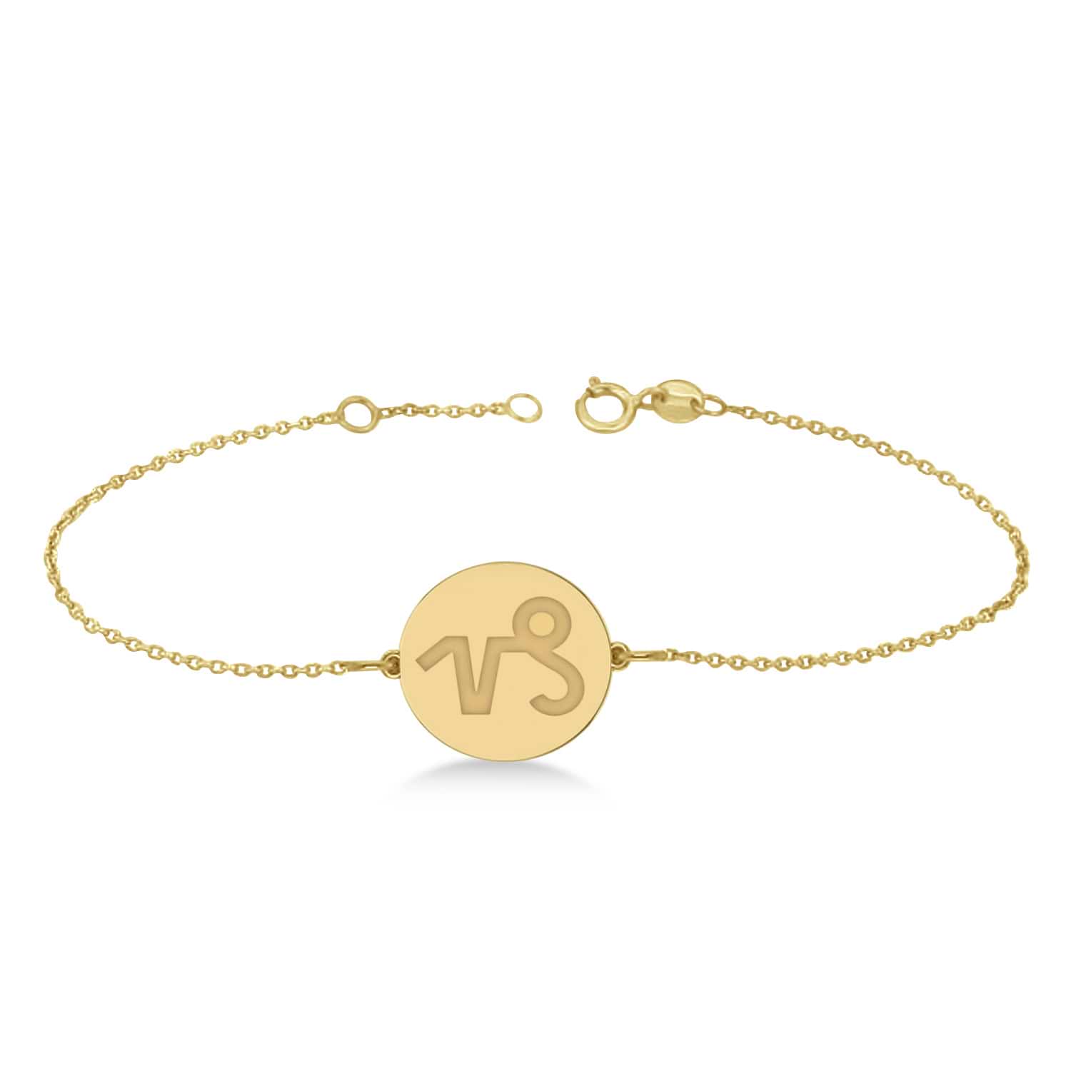 Capricorn Disk Zodiac Bracelet 14k Yellow Gold