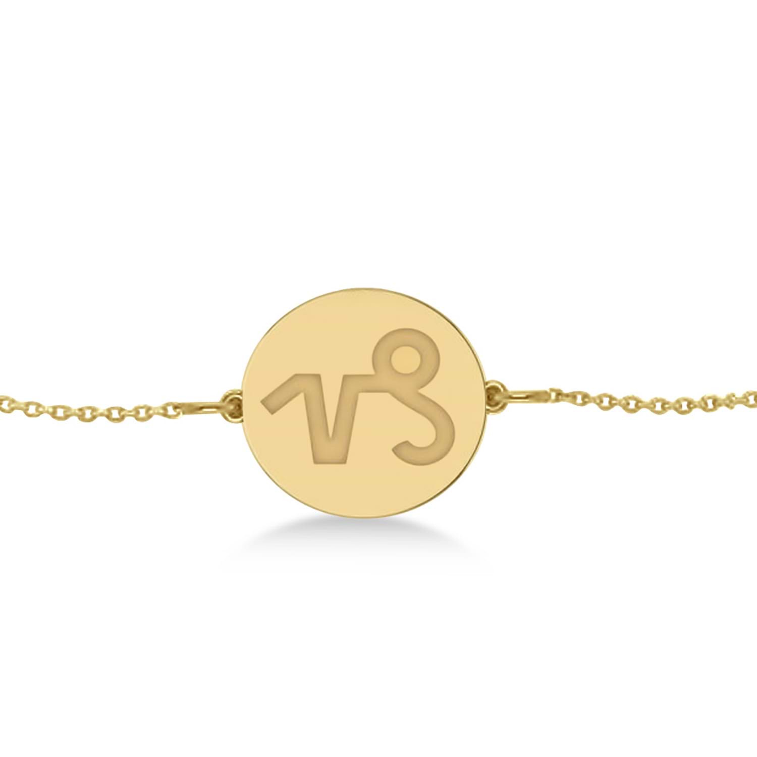 Capricorn Disk Zodiac Bracelet 14k Yellow Gold