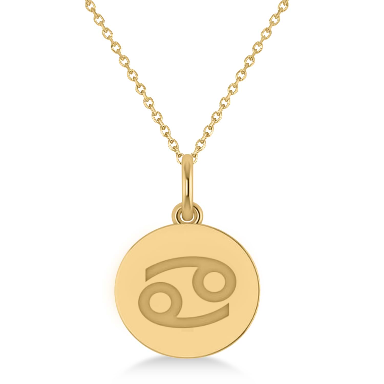 Cancer Disk Zodiac Pendant Necklace 14k Yellow Gold