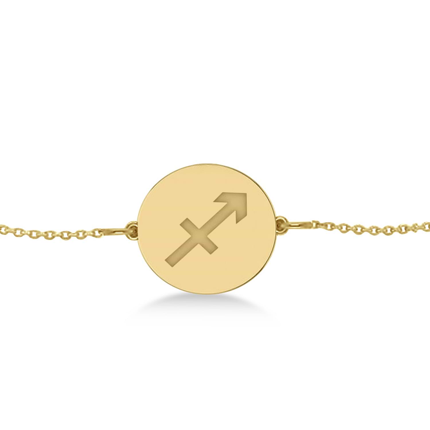 Sagittarius Disk Zodiac Bracelet 14k Yellow Gold