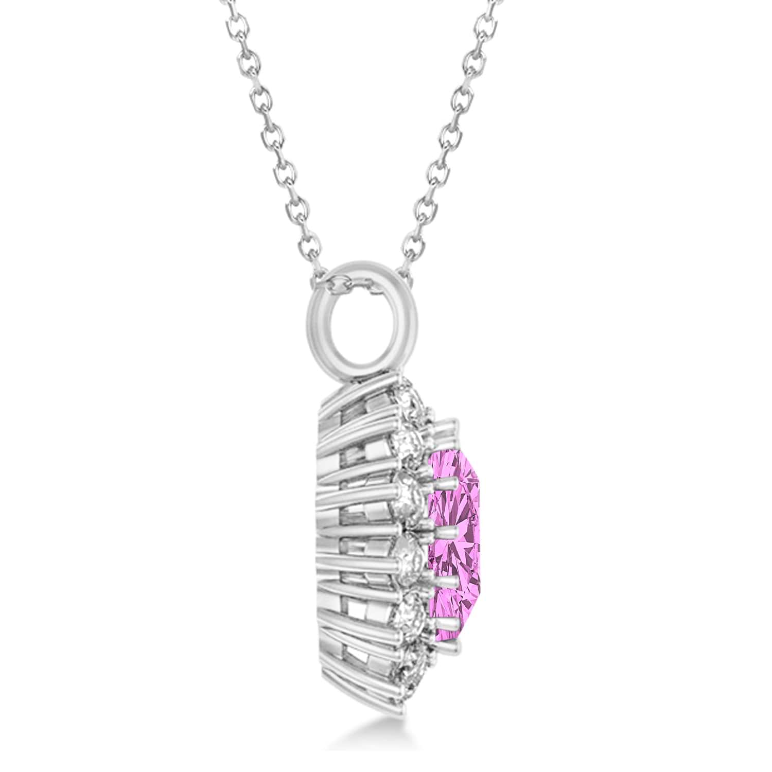 Oval Pink Sapphire & Diamond Pendant Necklace 18K White Gold (5.40ctw)