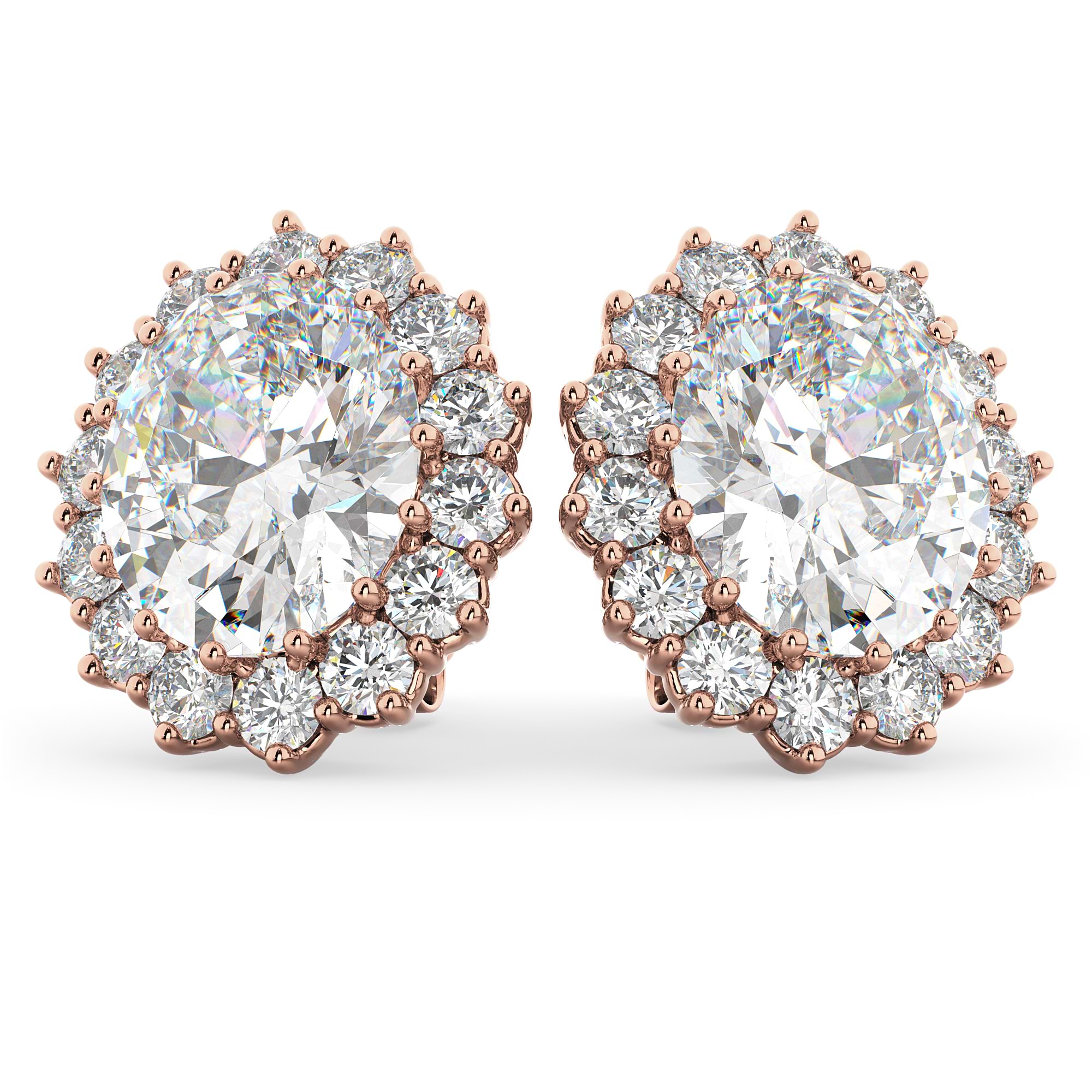 Oval Diamond Accented Earrings 14k Rose Gold (10.80ctw)