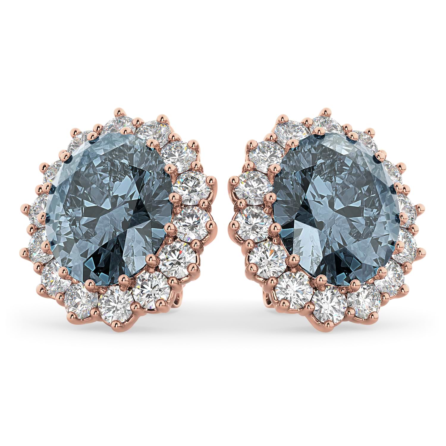 Oval Gray Spinel & Diamond Accented Earrings 14k Rose Gold (10.80ctw)