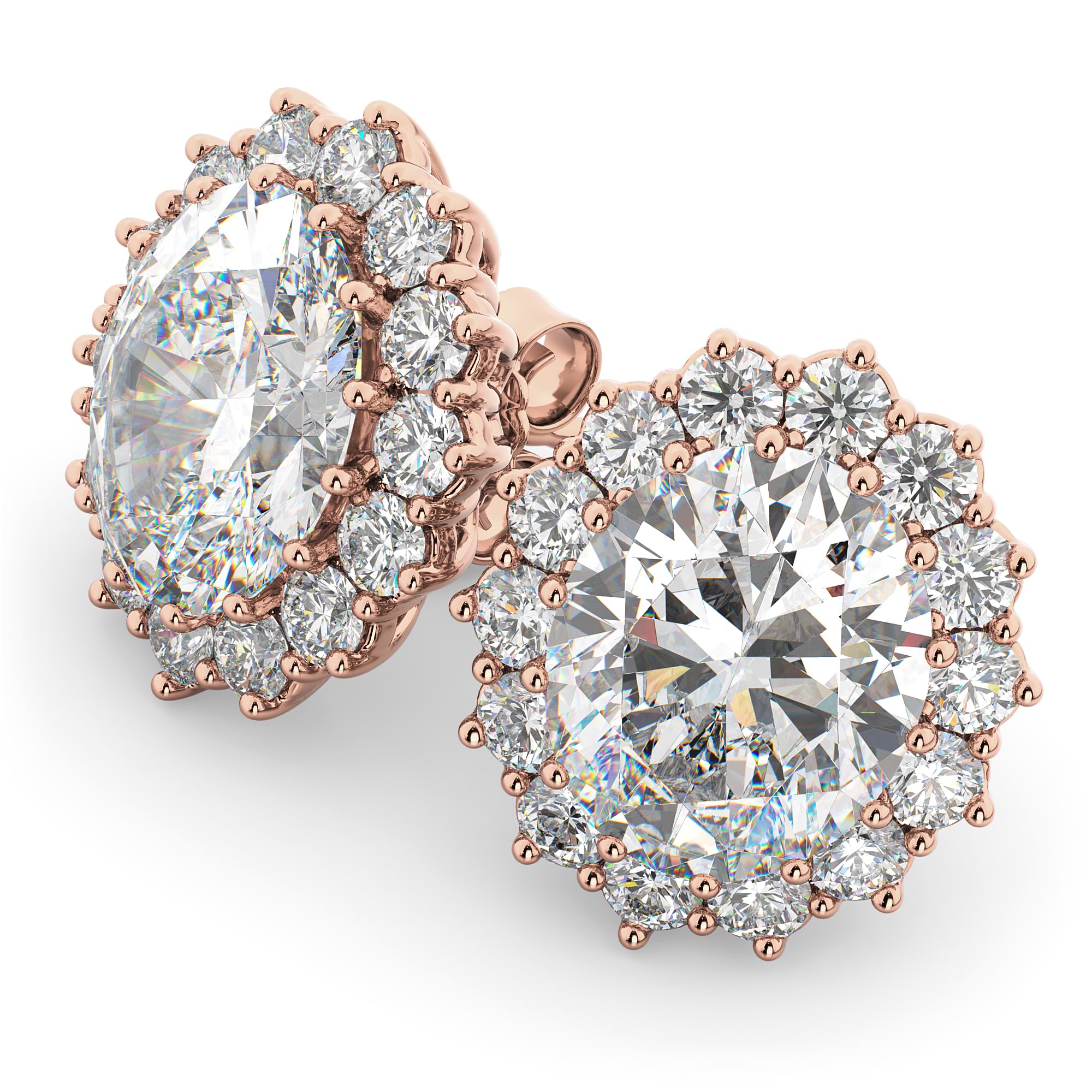 Oval Moissanite & Diamond Accented Earrings 14k Rose Gold (10.80ctw)