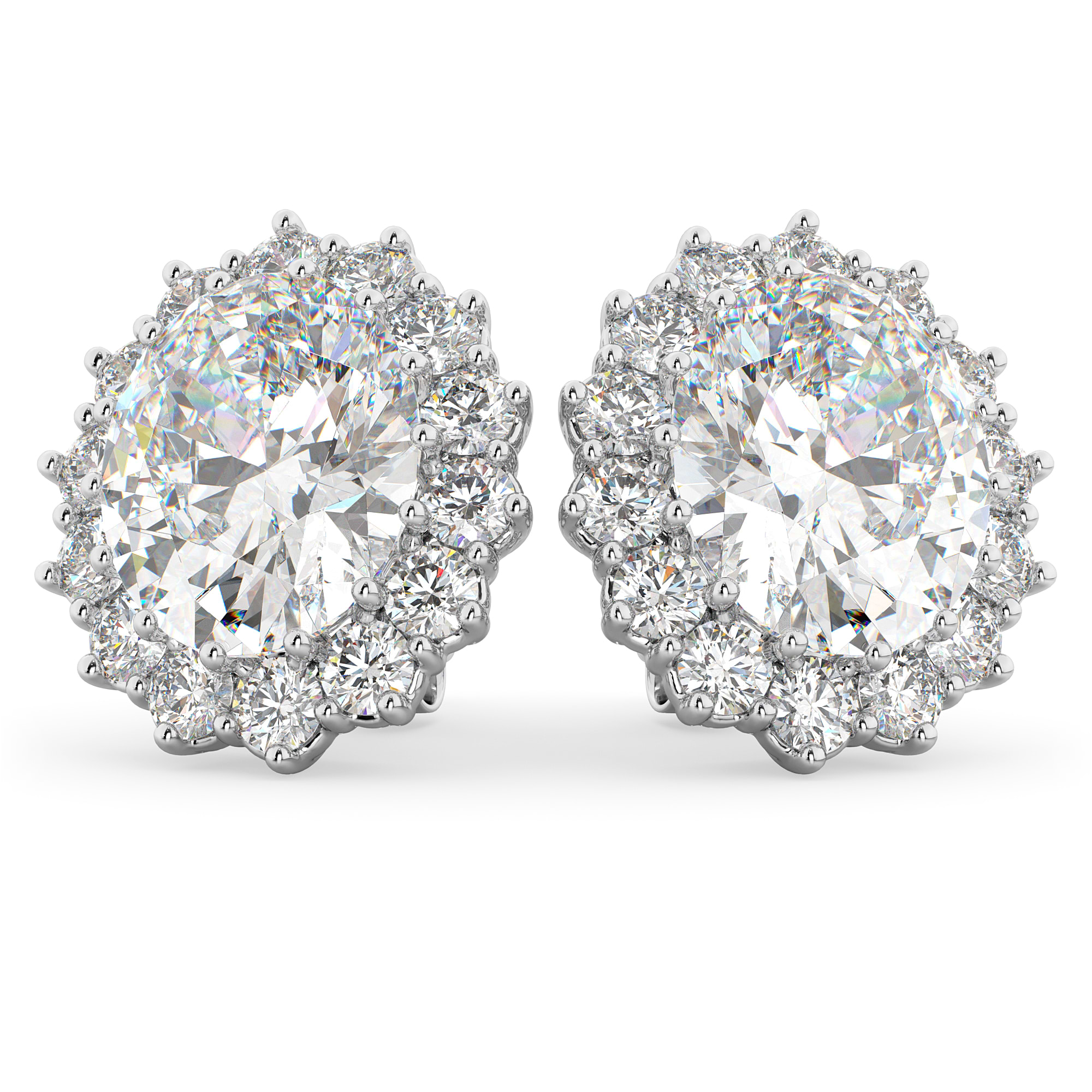 Oval Moissanite & Diamond Accented Earrings 14k White Gold (10.80ctw)