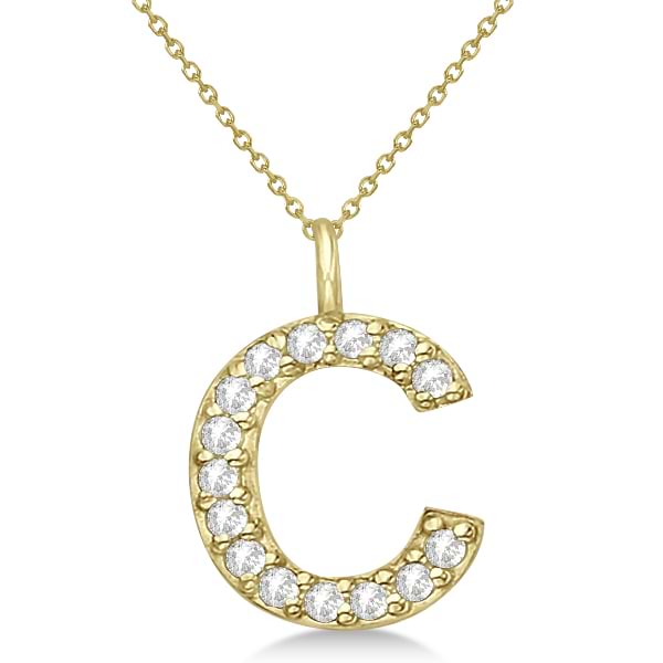 Customized Block-Letter Pave Diamond Initial Pendant in 14k Yellow Gold
