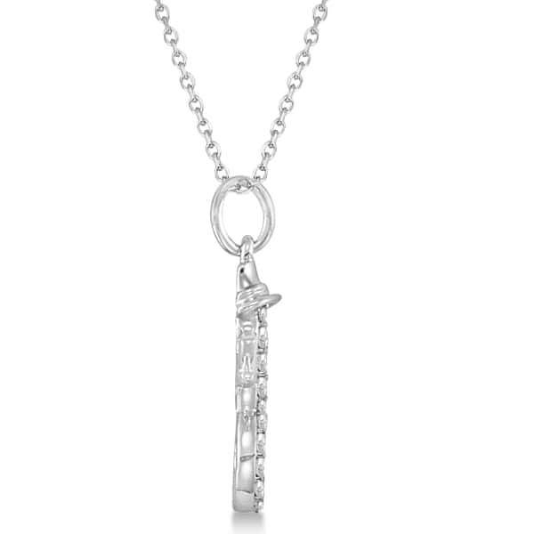 Snowman Diamond Necklace Pendant 14k White Gold (0.13ct)