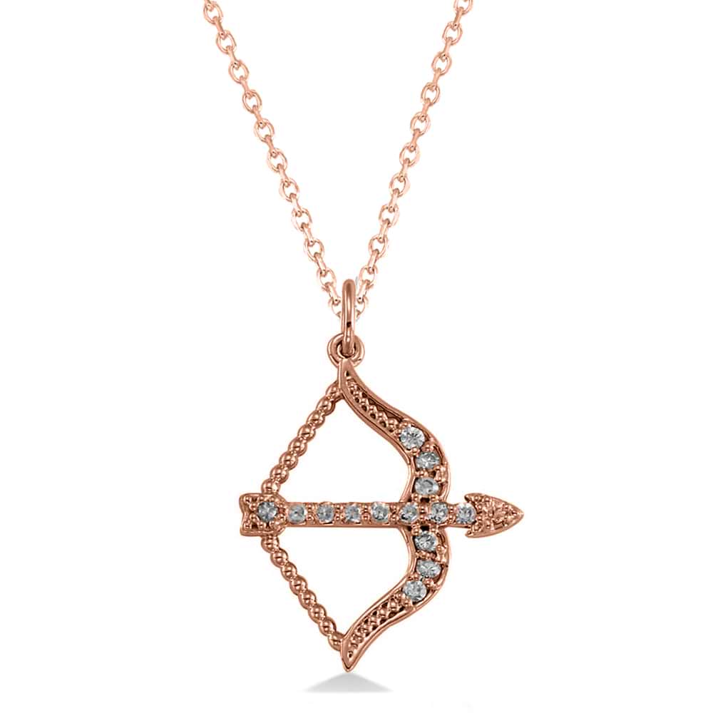 Bow and Arrow Diamond Pendant Necklace 14k Rose Gold (0.15ct)