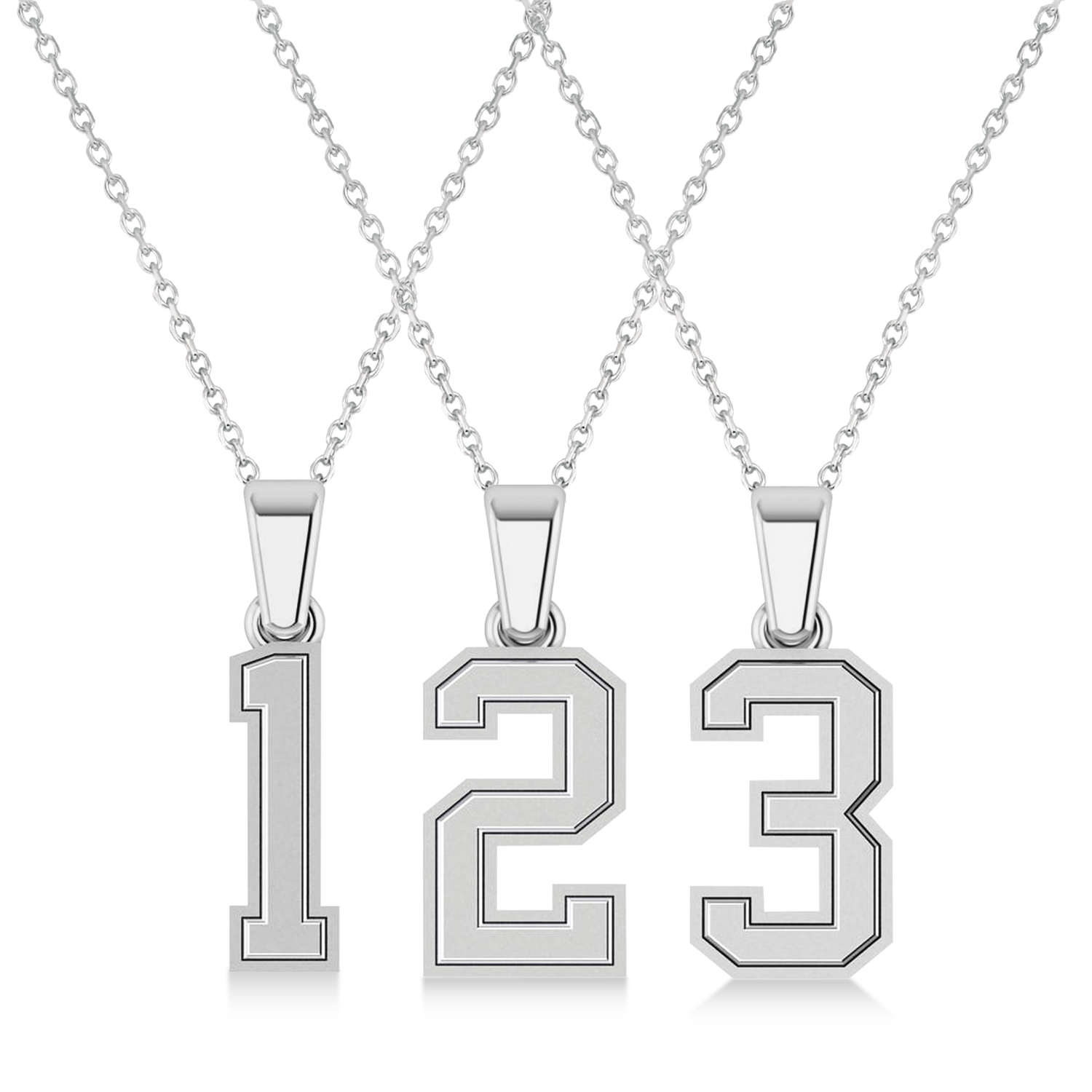 Personalized Jersey Number Pendant Necklace 14k White Gold