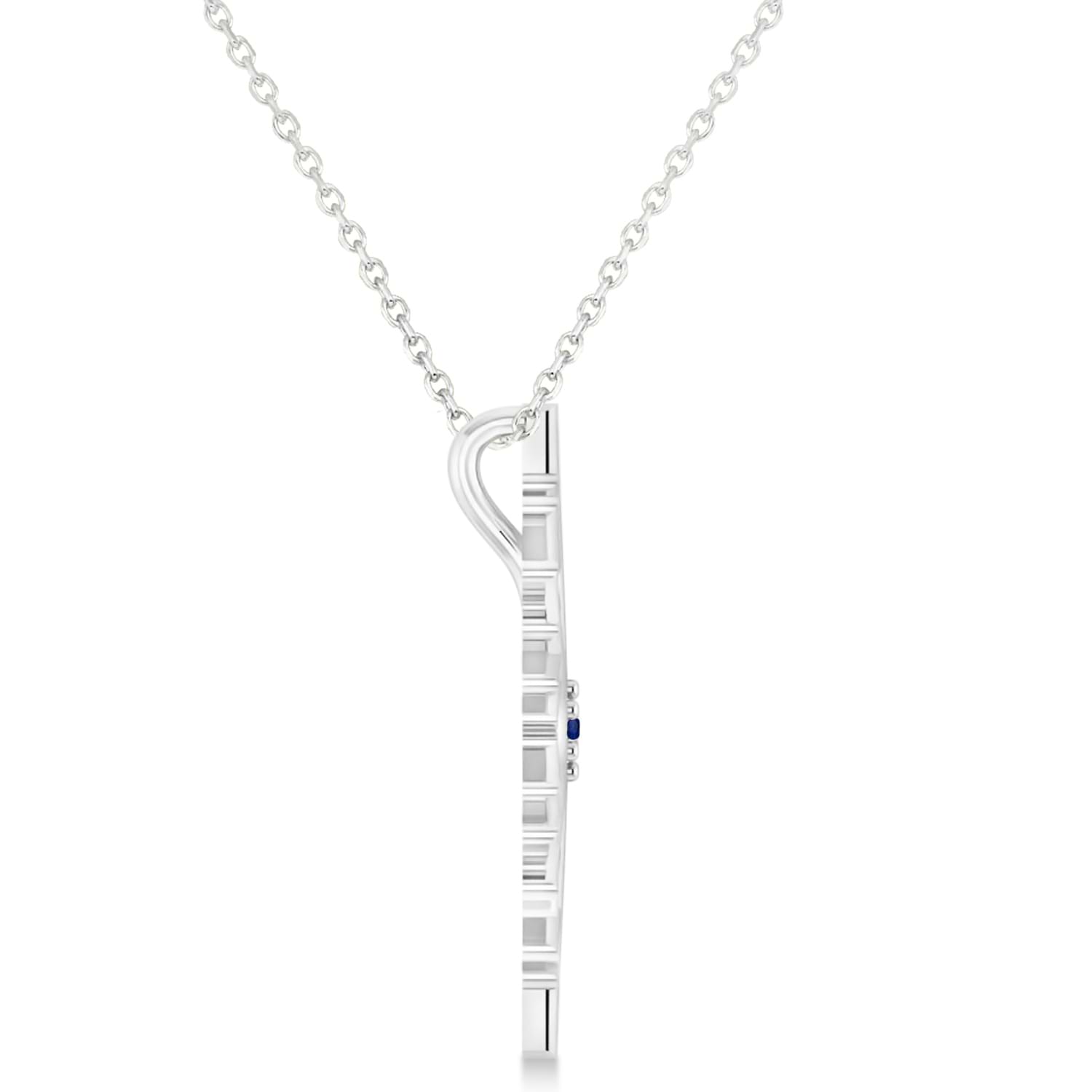 Blue Sapphire Winter Snowflake Pendant Necklace 14k White Gold (0.04ct)