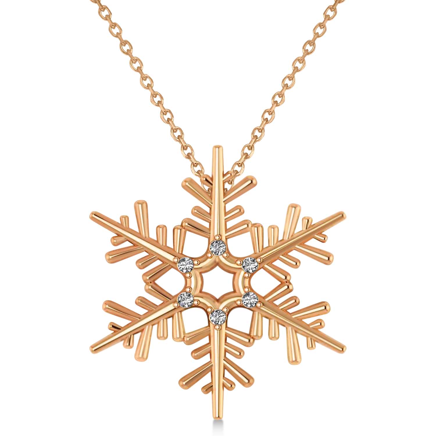 Diamond Snowflake Pendant Necklace 14k Rose Gold (0.06ct)