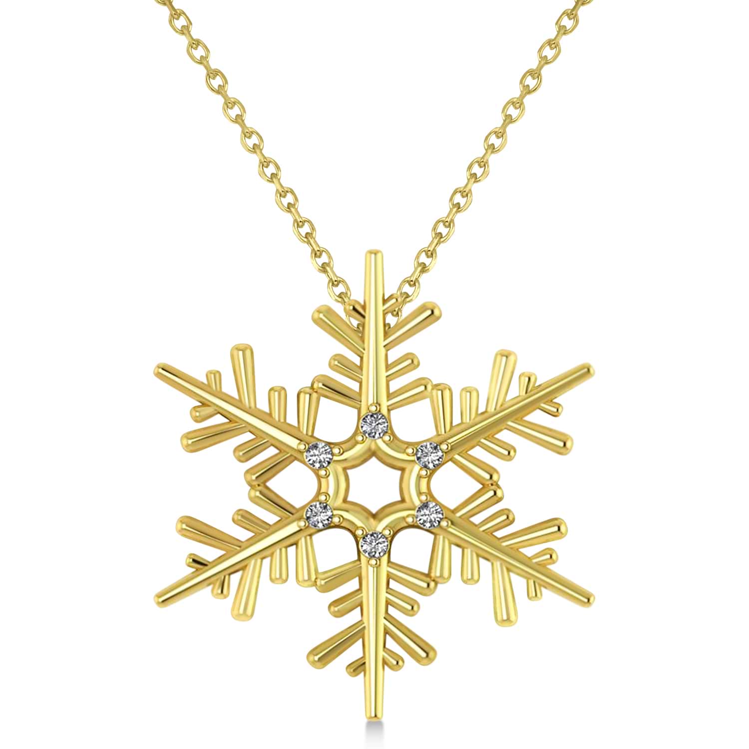 Diamond Snowflake Pendant Necklace 14k Yellow Gold (0.06ct)