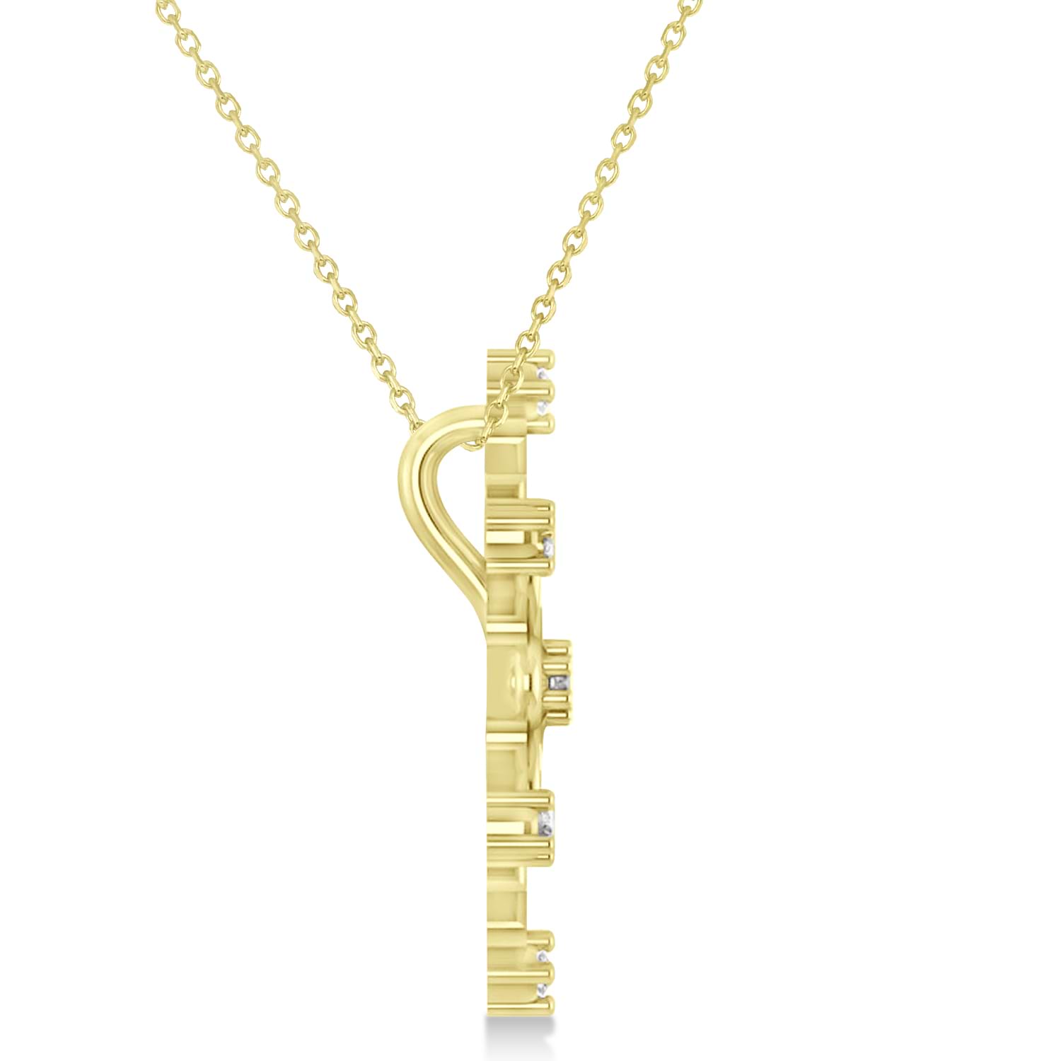 Diamond Snowflake & Flower Pendant Necklace 14k Yellow Gold (0.07ct)