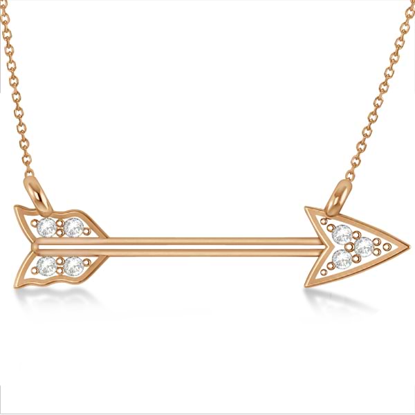 Diamond Cupid's Arrow Pendant Necklace 14k Rose Gold .04 carat