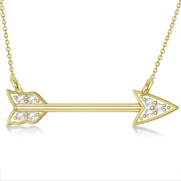 Diamond Cupid's Arrow Pendant Necklace 14k Yellow Gold .04 carat