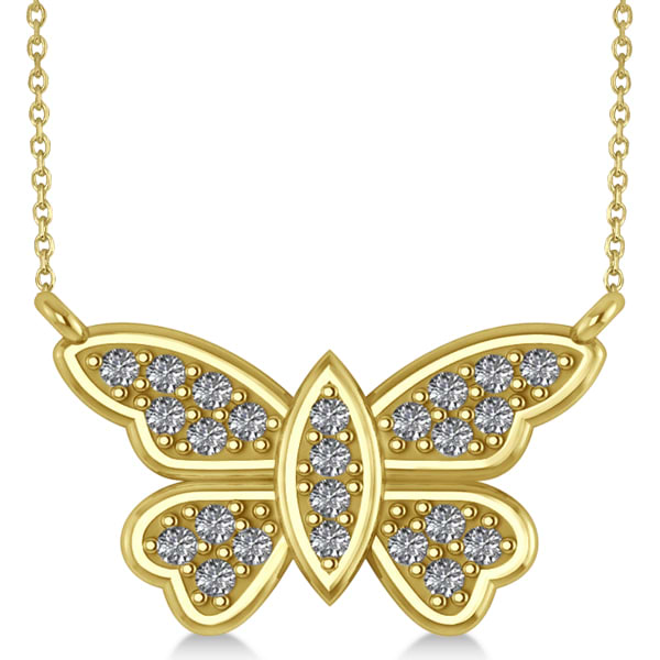 Diamond Butterfly Pendant Necklace 14k Yellow Gold (0.24ct)