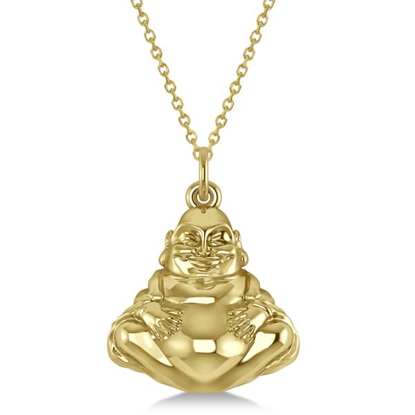 Women's Buddha Necklace Pendant 14k Yellow Gold
