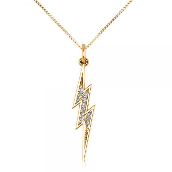 Diamond Accented Lightning Bolt Pendant Necklace in 14k Yellow Gold (0.06ct)