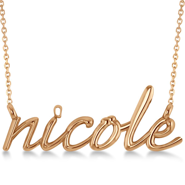 Personalized Script Font Name Pendant Necklace in Solid 14k Rose Gold