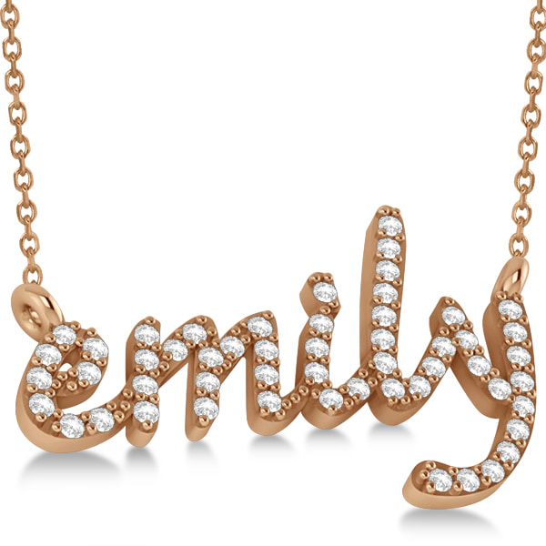 Personalized Lab Grown Diamond Name Pendant Necklace 14k Rose Gold