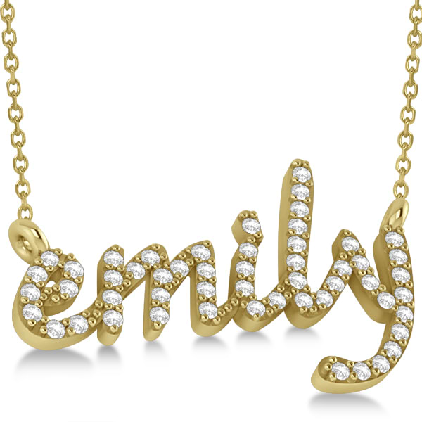 Personalized Lab Grown Diamond Name Pendant Necklace 14k Yellow Gold