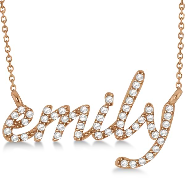 Personalized Diamond Name Pendant Necklace 14k Rose Gold