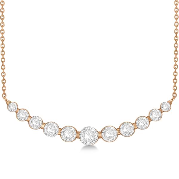 Curved Necklace Diamond Accented 14k Rose Gold (1.00ct)