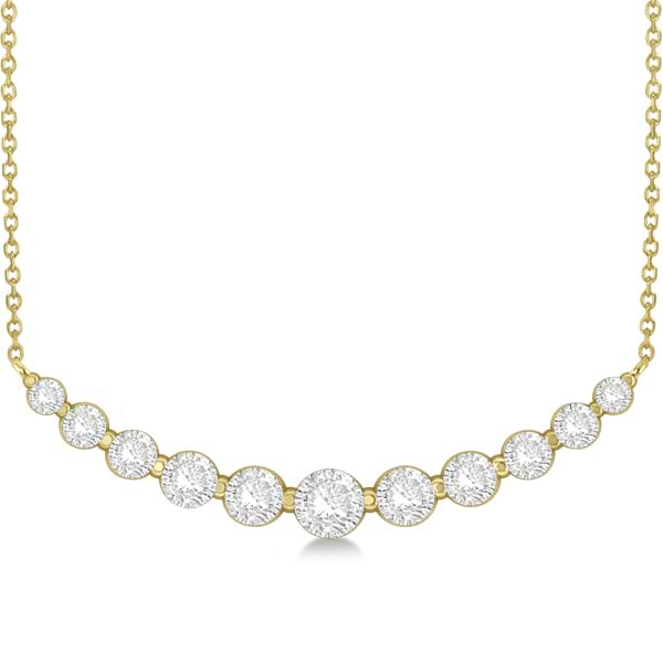 Curved Necklace Diamond Accented 14k Yellow Gold (1.00ct)