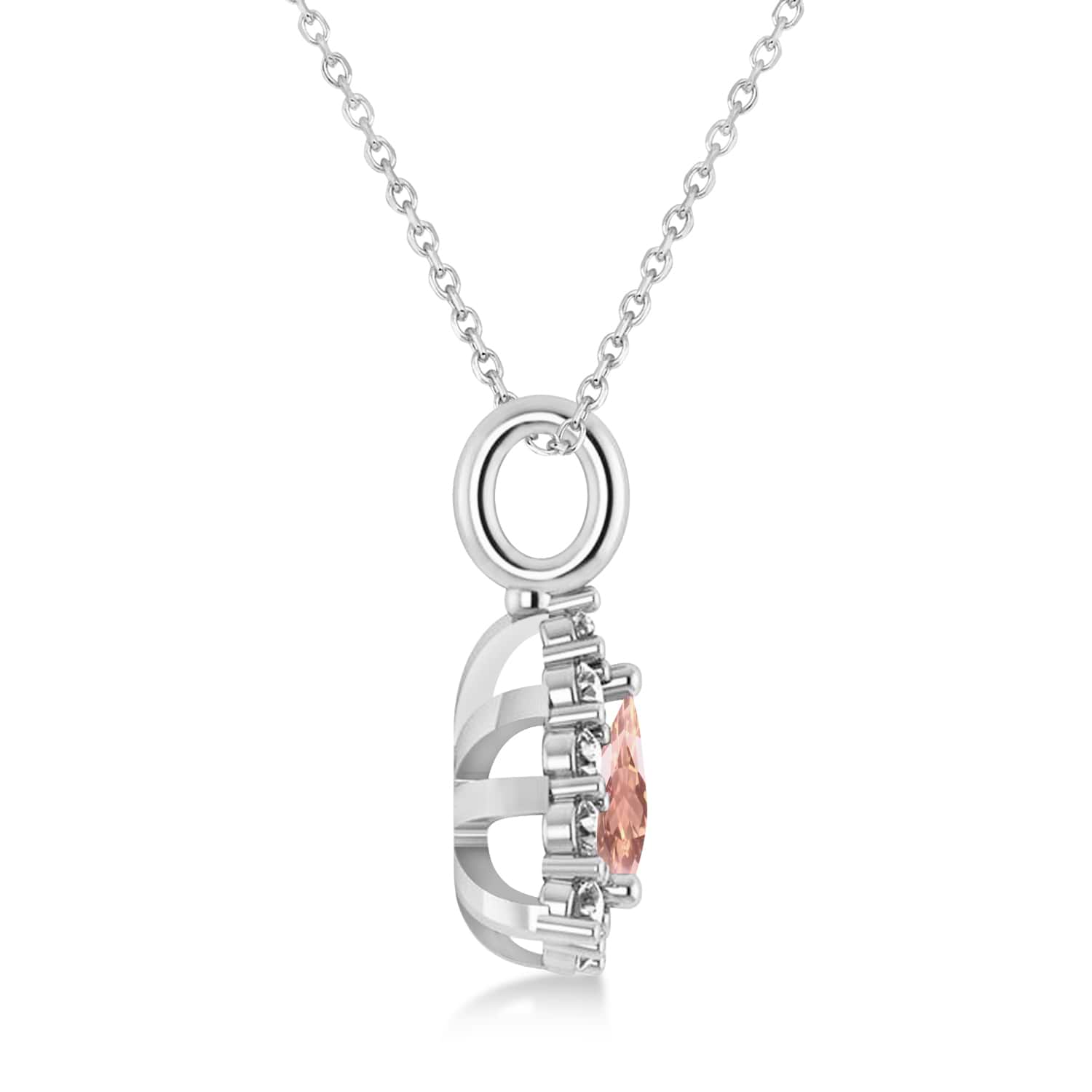 Diamond & Morganite Trillion Cut Pendant Necklace 14k White Gold (1.24ct)