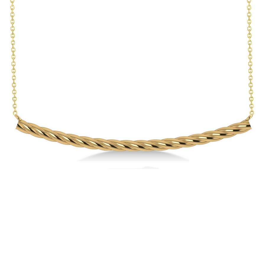 Curved Rope Bar Trapeze Pendant Necklace 14k Yellow Gold