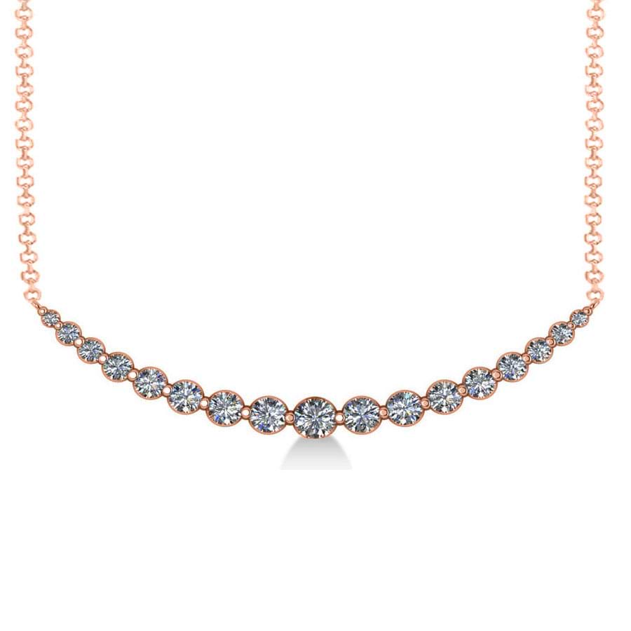 Curved Diamond Accented Pendant Necklace 14k Rose Gold (2.00ct)
