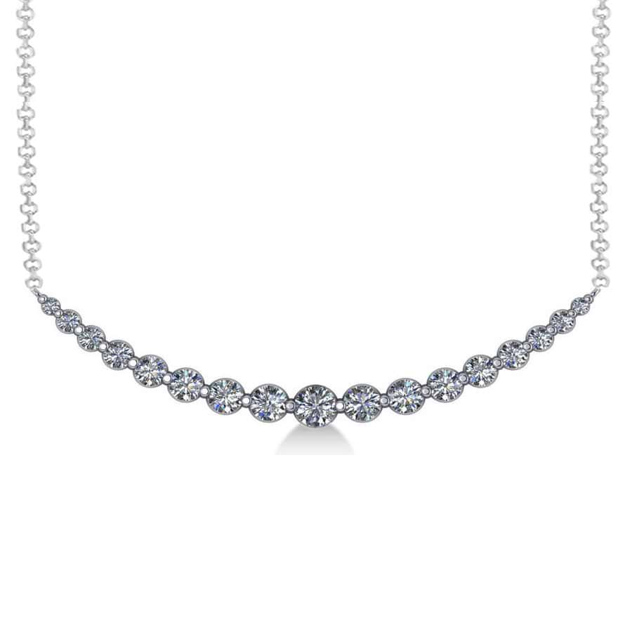 Curved Diamond Accented Pendant Necklace 14k White Gold (2.00ct)