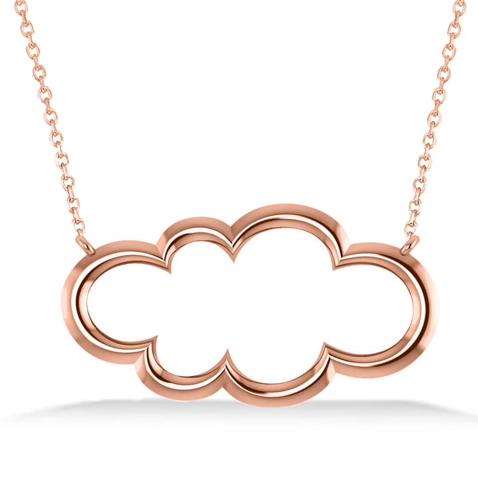 Cloud Outline Pendant Necklace 14k Rose Gold