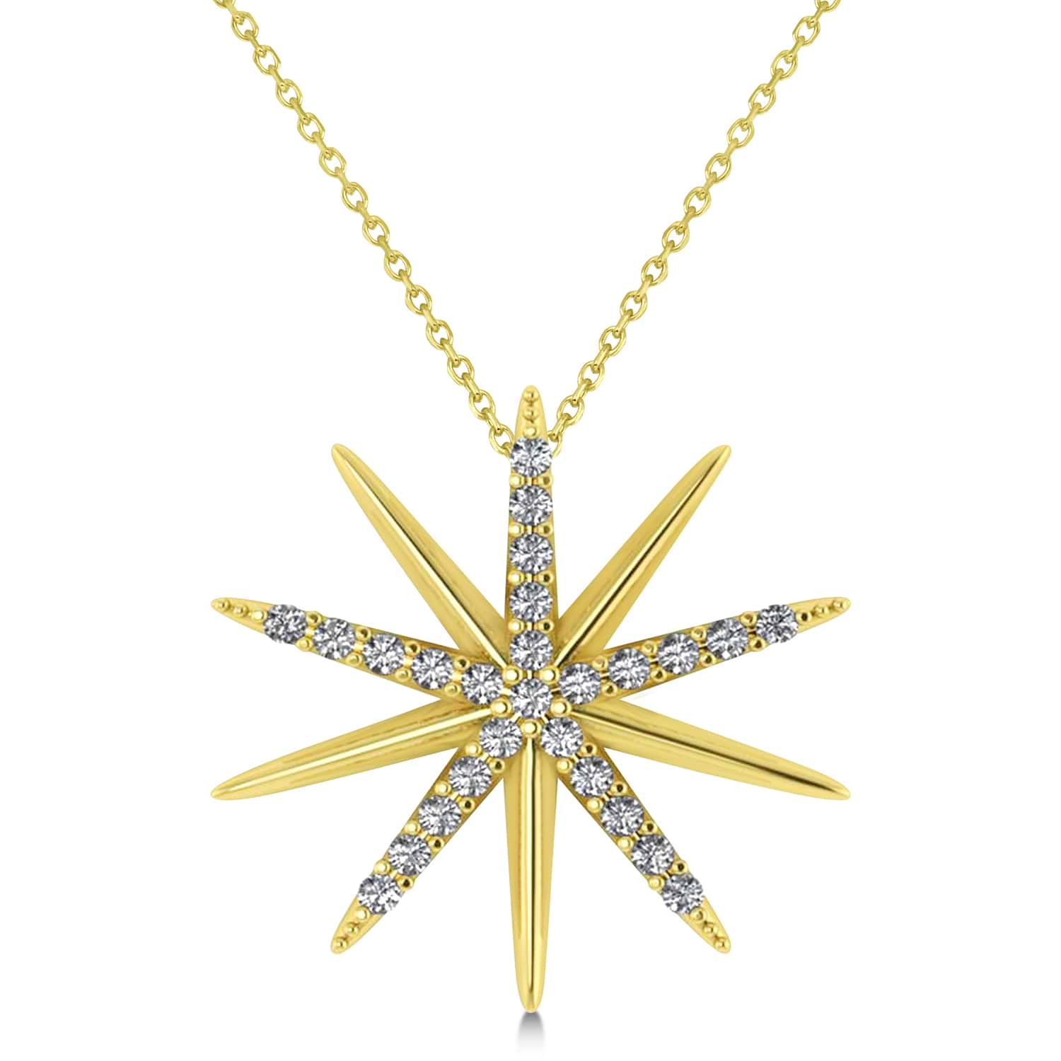 Diamond Starburst Pendant Necklace 14k Yellow Gold (0.13ct)