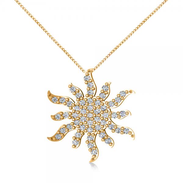 Diamond Starburst Sun Pendant Necklace 14k Yellow Gold (0.49ct)
